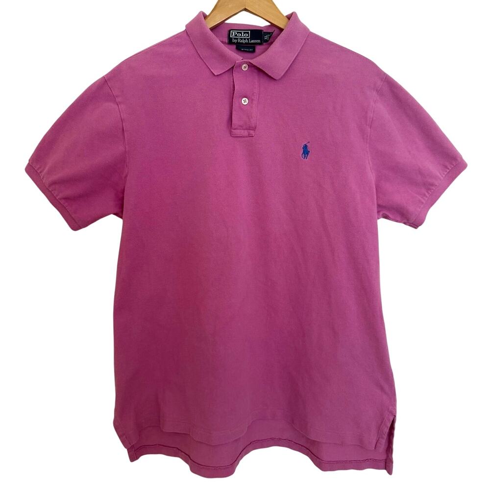 Ralph Lauren Purple Short Sleeve Pony Custom Fit Polo Size XL Preppy Vintage